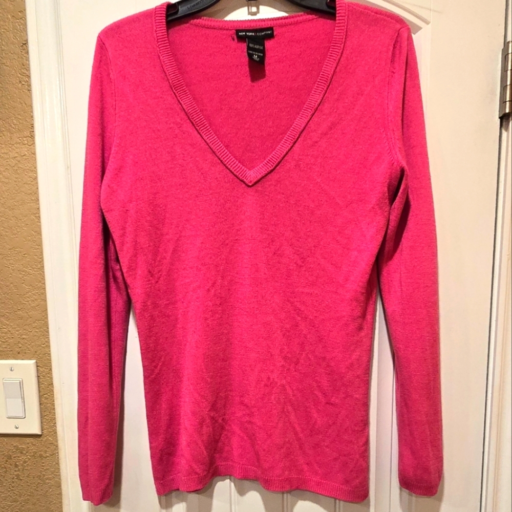V-Neck Pink Sweater